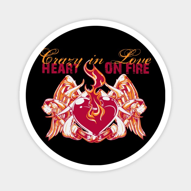 Crazy In Love - Heart On Fire Magnet by T-Culture